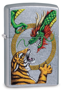 Zippo 29837 Зажигалка Chinese Dragon Design с покрытием Street Chrome™, латунь/сталь, серебристая, матовая, 36x12x56 мм