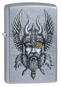 Zippo 29871 Зажигалка Viking Warrior Design с покрытием Street Chrome™, латунь/сталь, серебристая, матовая, 36x12x56 мм