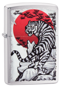 Zippo 29889 Зажигалка Asian Tiger Design с покрытием Brushed Chrome, латунь/сталь, серебристая, матовая, 36x12x56 мм