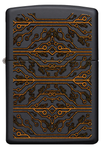 49572 Зажигалка ZIPPO Circuit Pattern с покрытием Black Matte, латунь/сталь, чёрная, матовая, 38x13x57 мм