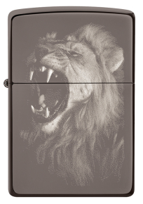 49433 Зажигалка ZIPPO Lion Design с покрытием Black Ice®, латунь/сталь, чёрная, глянцевая, 38x13x57 мм