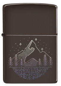 49633 Зажигалка ZIPPO Mountain Design с покрытием Brown, латунь/сталь, коричневая, матовая, 38x13x57 мм