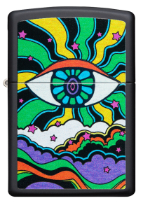 49699 Зажигалка ZIPPO Black Light Eye Design с покрытием Black Matte, латунь/сталь, чёрная, матовая, 38x13x57 мм