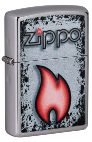 49576 Зажигалка ZIPPO Flame Design с покрытием Street Chrome, латунь/сталь, серебристая, 38x13x57 мм