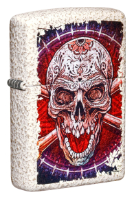 49410 Зажигалка ZIPPO Skull Design с покрытием Mercury Glass, латунь/сталь, белая, 38x13x57 мм