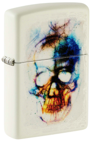 48563 Зажигалка ZIPPO Skull Design с покрытием Glow In The Dark Green, латунь/сталь, белая, 38x13x57 мм