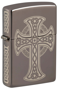 48614 Зажигалка ZIPPO Celtic Cross Design с покрытием Black Ice®, латунь/сталь, черная, 38x13x57 мм