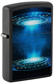 48514 Зажигалка ZIPPO UFO Flame с покрытием Black Light, латунь/сталь, черная, матовая, 38x13x57 мм