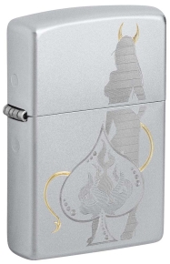 48658 Зажигалка ZIPPO Devilish Ace с покрытием Satin Chrome, латунь/сталь, серебристая, 38x13x57 мм