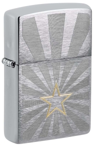 48657 Зажигалка ZIPPO Star Design с покрытием Brushed Chrome, латунь/сталь, серебристая, 36x13x57 мм