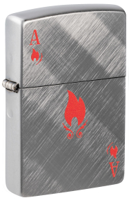 48451 Зажигалка ZIPPO Ace Design с покрытием Brushed Chrome, латунь/сталь, серебристая, 38x13x57 мм