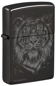 48935 Зажигалка ZIPPO Big Cat с покрытием High Polish Black, латунь/сталь, черная, глянцевая, 38x13x57 мм