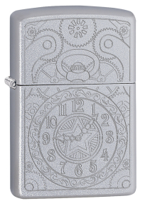 29699 Зажигалка ZIPPO Clock с покрытием Satin Chrome, латунь/сталь, серебристая, матовая, 38x13x57 мм