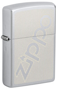 29701 Зажигалка ZIPPO Logo с покрытием Satin Chrome, латунь/сталь, серебристая, матовая, 38x13x57 мм