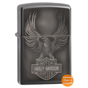 49044 Зажигалка ZIPPO Harley-Davidson® с покрытием Black Ice®, латунь/сталь, черная, 38x13x57 мм