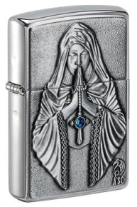 49756 Зажигалка ZIPPO Anne Stokes с покрытием Brushed Chrome, латунь/сталь, серебристая, 36x13x57 мм