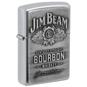 250JB.928 Зажигалка ZIPPO Jim Beam®, с покрытием High Polish Chrome, латунь/сталь, серебристая, глянцевая, 38x13x57 мм